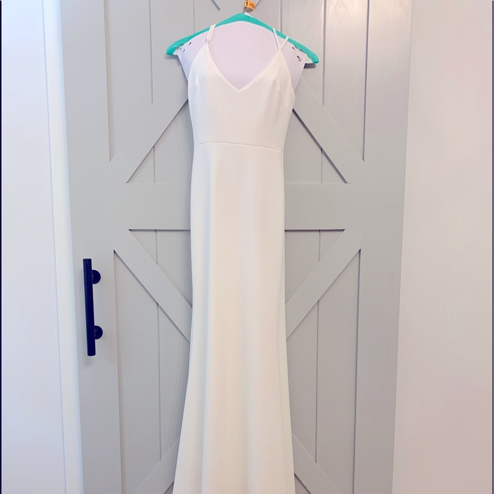 Long white evening or wedding gown (worn once)
